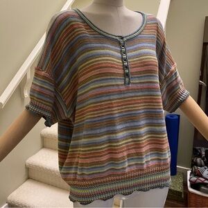 Dex Colorful Striped Knit Blouse. Like New, Sz XL